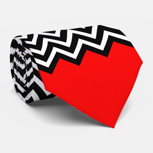 Ungewöhnlicher roter weißer und schwarzer Zickzack Krawatte (Gerollt)