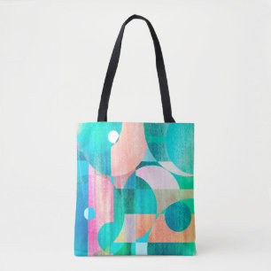 ungewöhnliches, buntes geometrisches abstraktes M Tasche