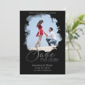 Ungewöhnliches Foto-Fenster "Pinselstriche" Save t Einladung (Stehend Vorderseite)