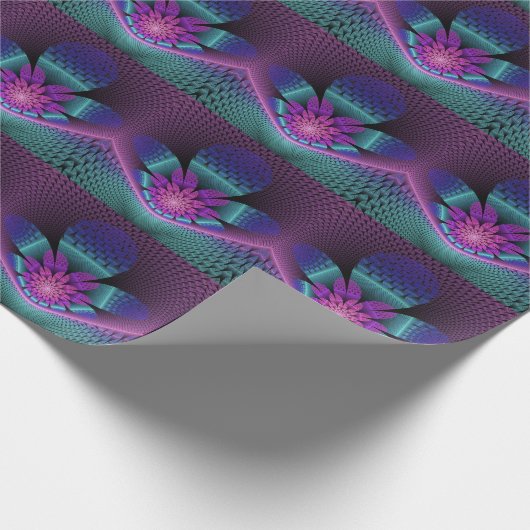Ungewöhnliches Gemustertes Fantasy Blume Fraktal Geschenkpapier (Ecke)