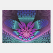 Ungewöhnliches Gemustertes Fantasy Blume Fraktal Geschenkpapier Set (Vorderseite 2)