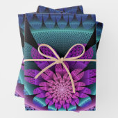 Ungewöhnliches Gemustertes Fantasy Blume Fraktal Geschenkpapier Set (Beispiel)