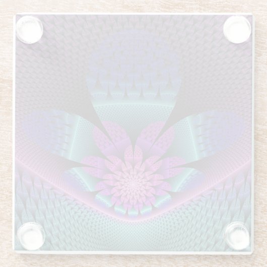 Ungewöhnliches Gemustertes Fantasy Blume Fraktal Glasuntersetzer (Rückseite)