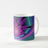 Ungewöhnliches Gemustertes Fantasy Blume Fraktal Kaffeetasse (VorderseiteRechts)