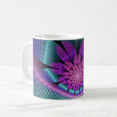 Ungewöhnliches Gemustertes Fantasy Blume Fraktal Kaffeetasse (Vorderseite Links)