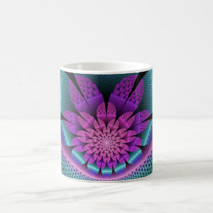 Ungewöhnliches Gemustertes Fantasy Blume Fraktal Kaffeetasse