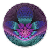 Ungewöhnliches Gemustertes Fantasy Blume Fraktal Keramikknauf (Vorderseite)