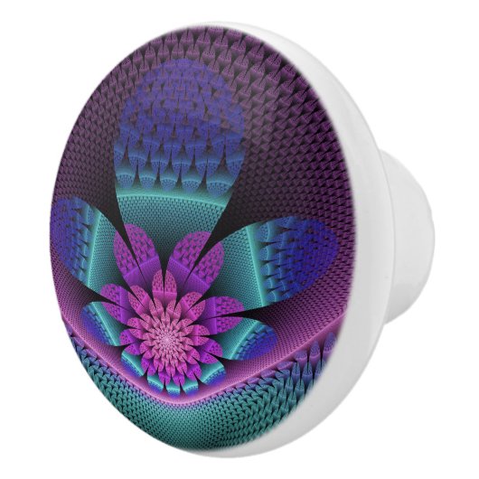 Ungewöhnliches Gemustertes Fantasy Blume Fraktal Keramikknauf (Rechts)