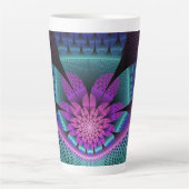 Ungewöhnliches Gemustertes Fantasy Blume Fraktal Milchtasse (Vorderseite)