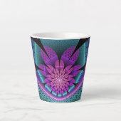 Ungewöhnliches Gemustertes Fantasy Blume Fraktal Milchtasse (Vorderseite)