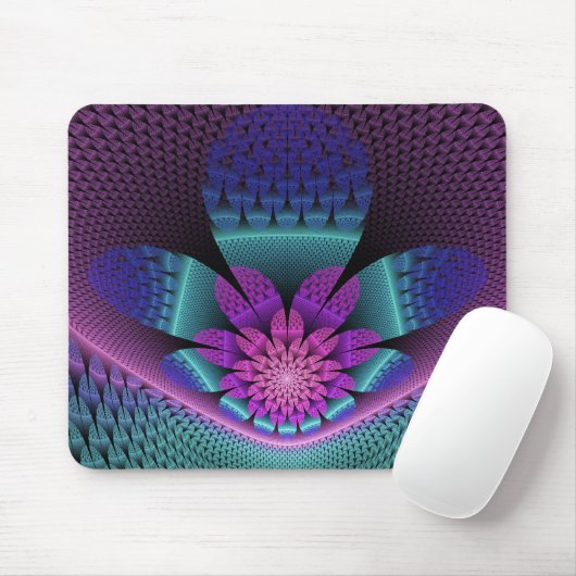 Ungewöhnliches Gemustertes Fantasy Blume Fraktal Mousepad (Mit Mouse)