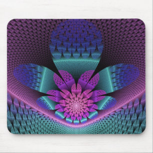 Ungewöhnliches Gemustertes Fantasy Blume Fraktal Mousepad