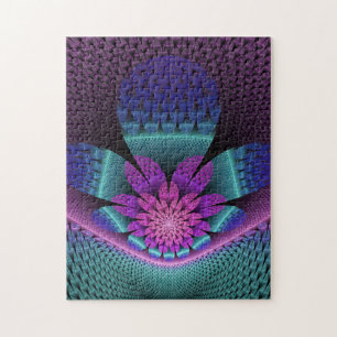 Ungewöhnliches Gemustertes Fantasy Blume Fraktal Puzzle