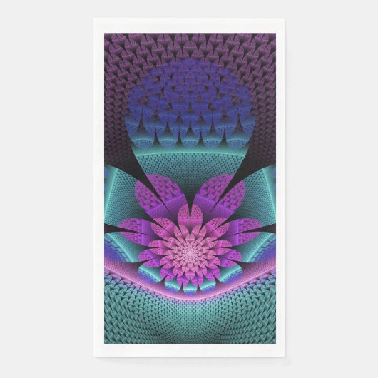 Ungewöhnliches Gemustertes Fantasy Blume Fraktal Serviette (Vorderseite)