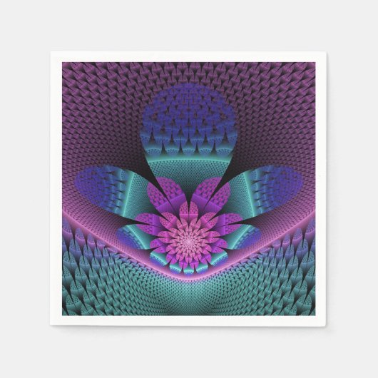 Ungewöhnliches Gemustertes Fantasy Blume Fraktal Serviette (Vorderseite)
