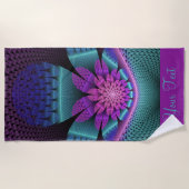 Ungewöhnliches Gemustertes Fantasy Blume Fraktal Strandtuch (Vorderseite)