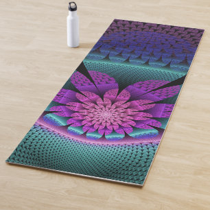 Ungewöhnliches Gemustertes Fantasy Blume Fraktal Yogamatte