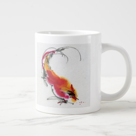 Ungewöhnliches Rooster. Kalligraphie und Aquarell. Jumbo-Tasse (Rechts)