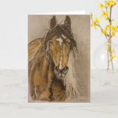 "Ungezähmte" wilde Mustangstute Gruß-Karte Karte (Gelbe Blume)