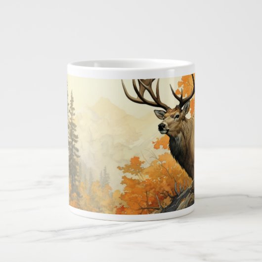 ungezähmter Splendor: Majestic Elk im Herbst Jumbo-Tasse (Vorderseite)