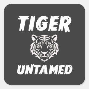 Ungezähmter Tiger Grafik – Kühnes Wildtier S Quadratischer Aufkleber