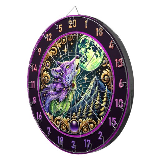 Ungezähmter Wolf unter Sternenlicht Dartscheibe (Vorderseite rechts)