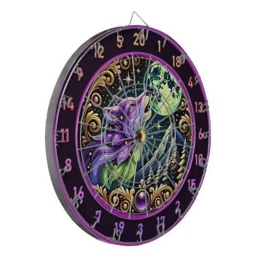 Ungezähmter Wolf unter Sternenlicht Dartscheibe (Vorderseite Links)