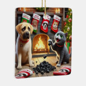 Ungezogener Hund und Katze Keramikornament (Rechts)