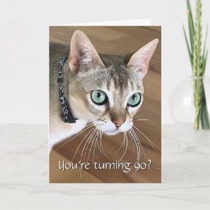 Ungläubige Katze 90. Geburtstagskarte Karte