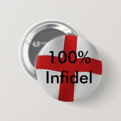 Ungläubiger Englands 100% Button (Vorne & Hinten)