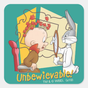 "Unglaublich" Friseur BUGS BUNNY™ & Elmer Fudd Quadratischer Aufkleber