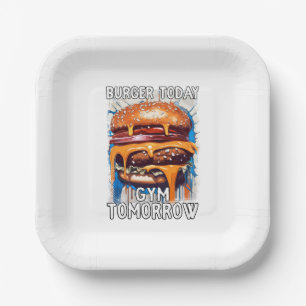 Unglaublich witzig BURGER Zitat Vintage Retro-Illu Pappteller