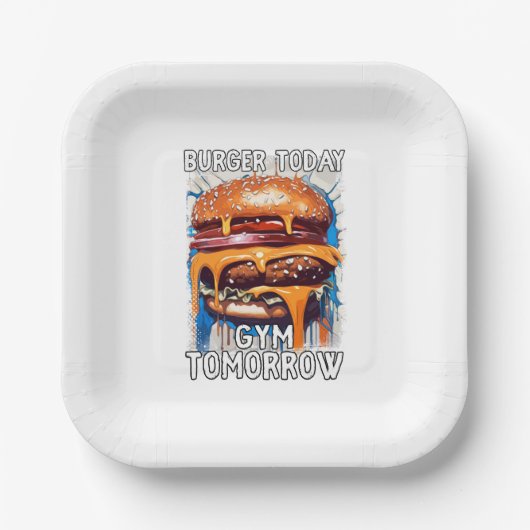 Unglaublich witzig BURGER Zitat Vintage Retro-Illu Pappteller (Vorderseite)