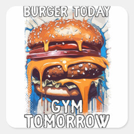 Unglaublich witzig BURGER Zitat Vintage Retro-Illu Quadratischer Aufkleber