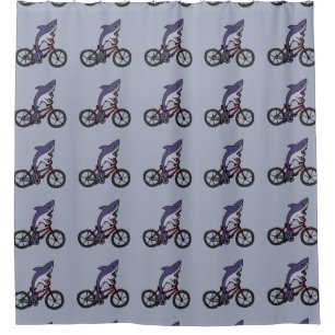 Unglaublich witzig Haifisch-Reitfahrrad-Kunst Duschvorhang