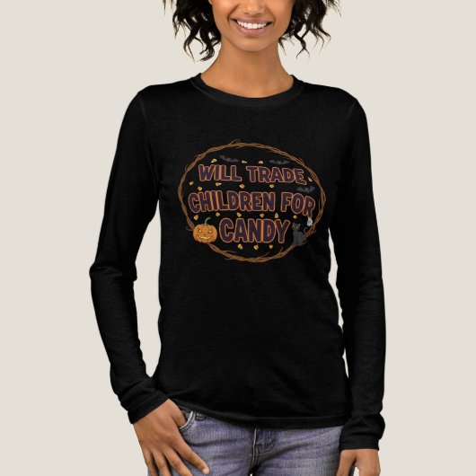 Unglaublich witzig Halloween Candy Trade Joke mit Tri-Blend Shirt (Vorderseite)