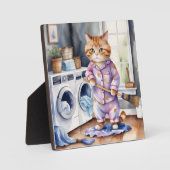 Unglaublich witzig Niedliche Katze in Pajamas Wäsc Fotoplatte (Vorderseite)