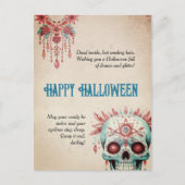 Unglaublich witzig Pink Blue Sugar Skull Funny Hal Postkarte (Vorderseite)