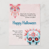 Unglaublich witzig Pink Blue Sugar Skull Funny Hal Postkarte (Vorderseite)