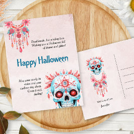 Unglaublich witzig Pink Blue Sugar Skull Funny Hal Postkarte