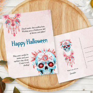 Unglaublich witzig Pink Blue Sugar Skull Funny Hal Postkarte