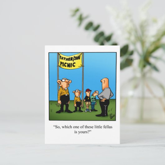 Unglaublich witzig Vater/Sohn Spaß Postkarte (Stehend Vorderseite)