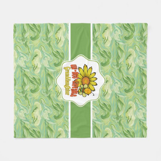 Unglaubliche Enkeltochter Sonnenblumen und Bienen Fleecedecke (Vorderseite (Horizontal))