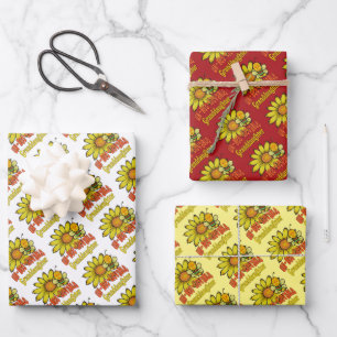 Unglaubliche Enkeltochter Sonnenblumen und Bienen Geschenkpapier Set