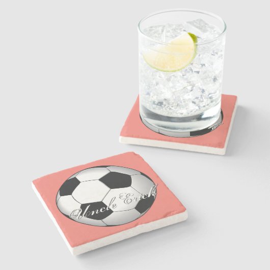 Unglaubliche Fußball-Sport-Haushaltsmonogramm Steinuntersetzer (Seitenansicht)