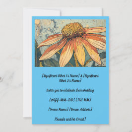 Unglaubliche Gelbschwanzblümchen Zeichnend Hochzei Einladung