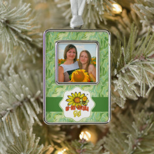 Unglaubliche Gigi Sonnenblumen und Bienen Rahmen-Ornament Silber