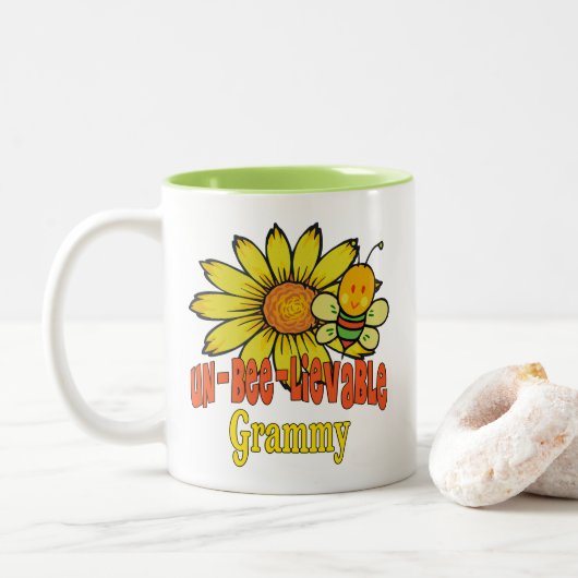Unglaubliche Graublüten und Bienen Zweifarbige Tasse (Mit Donut)