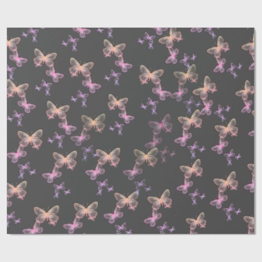 Unglaubliche Schmetterlinge auf Grau Geschenkpapier (Flach)