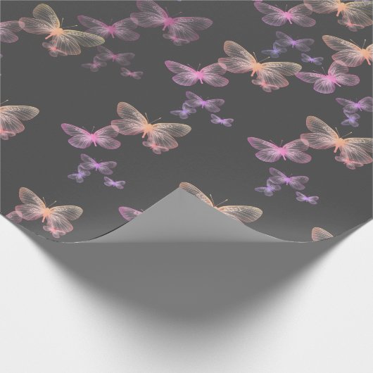 Unglaubliche Schmetterlinge auf Grau Geschenkpapier (Ecke)